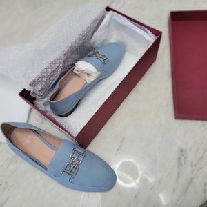 BALLY Emblem Buckle Loafers In Bone Leather Ella 8.5